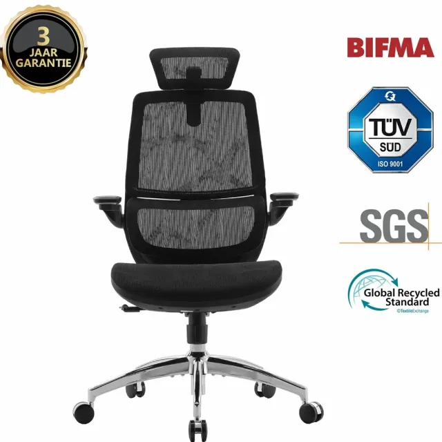 Sihoo M59AS Ergonomische Bureaustoel - 3D Verstelbare & 90° Opklapbare Armleuningen - Dubbele Rugleuning met Adaptieve Lendensteun - Zadelvormig Zitkussen - Hoogwaardig Mesh - BIFMA/SGS Gecertificeerd - Tot 150kg - 43.5x50.5x101.6cm——Zwart M59AS zwart