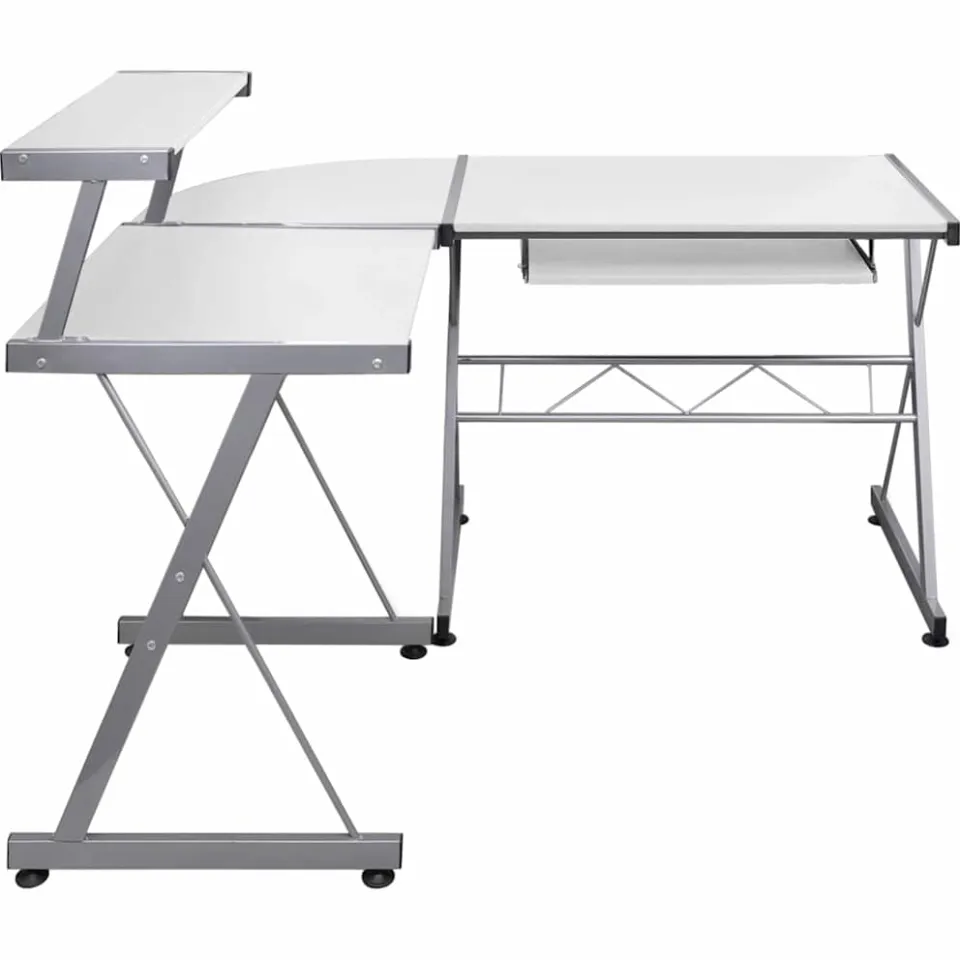 vidaXL Hoekbureau 132x112x99 cm bewerkt hout wit, foto 3