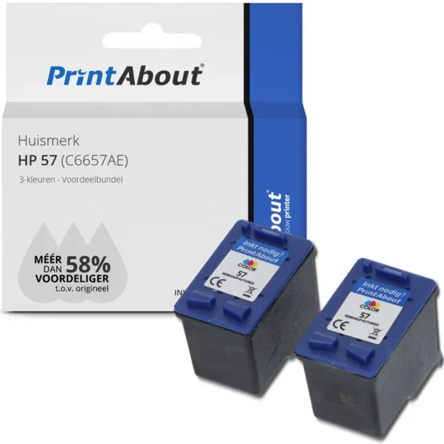 PrintAbout Inktcartridge / Alternatief voor de HP C6657AE (nr 57) / 3 Kleuren 3-kleuren