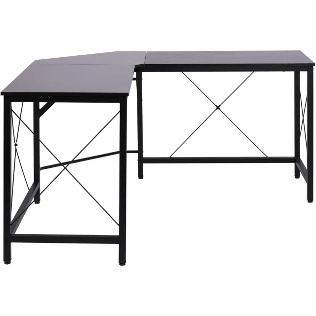 Homona Hoekbureau - L-vormig - Met verstelbare voetjes en metalen frame - 150 x 150 x 76 cm - Zwart/Naturel