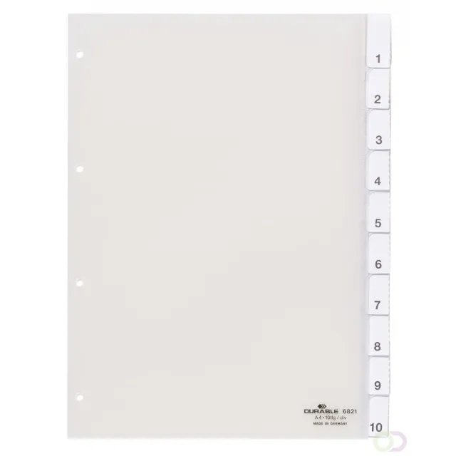 Durable Tabbladen A4 10-delig gelaste tabs voorblad, perforatie 80x80x80 mm