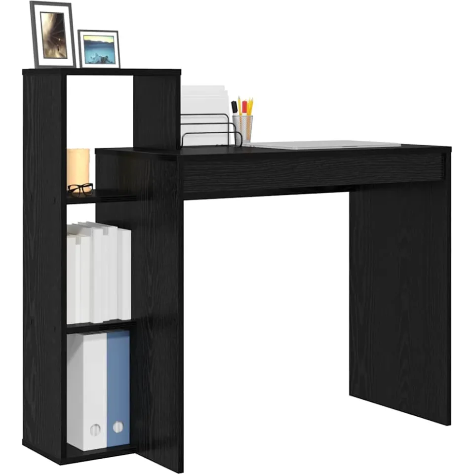 vidaXL Bureau Zwart Eiken 100 x 40 x 90 cm Bewerkt hout