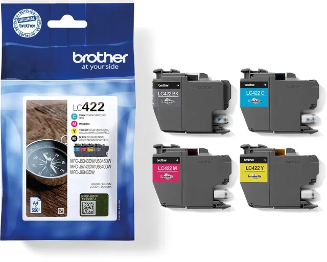Brother inktcartridge, 550 pagina's, OEM LC-422VAL, 4 kleuren zwart