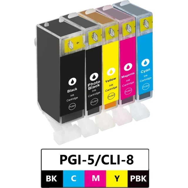 InktDL Huismerk geschikt voor Canon PGI-5/CLI-8 XL inktcartridges - MP610 - MP830 - MP970 - IP3500 - IP4500 - IX4000 - IX5000 Multipack 5 Cartridges