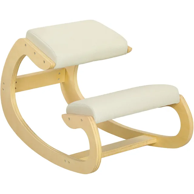 Homona Ergonomische kniestoel - Met schommelfunctie en houten frame - 55 x 85 x 55 cm - Crèmewit