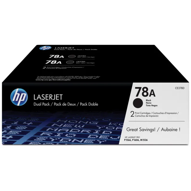 Hp toner 78A, 2 100 pagina's, OEM CE278AD, zwart, duopack