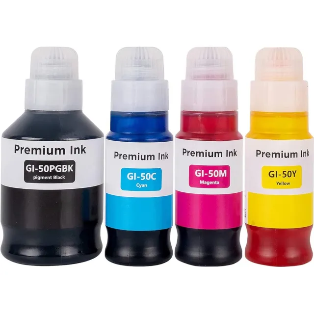 Inktkenners Navulinkt Geschikt voor Canon GI-50 | Multipack van 4 stuks Geschikt voor Canon PIXMA G6050, PIXMA G5050, PIXMA G7050, PIXMA G7040 zwart en kleur