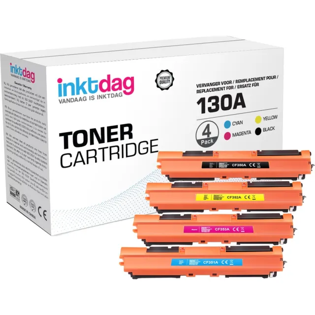 inktdag huismerk Toner cartridge compatible met HP 130a CF350a, CF351a, CF352a ,CF353a voor HP Color Laserjet Pro MFP M176n, M177fw, M170 Series Zwart