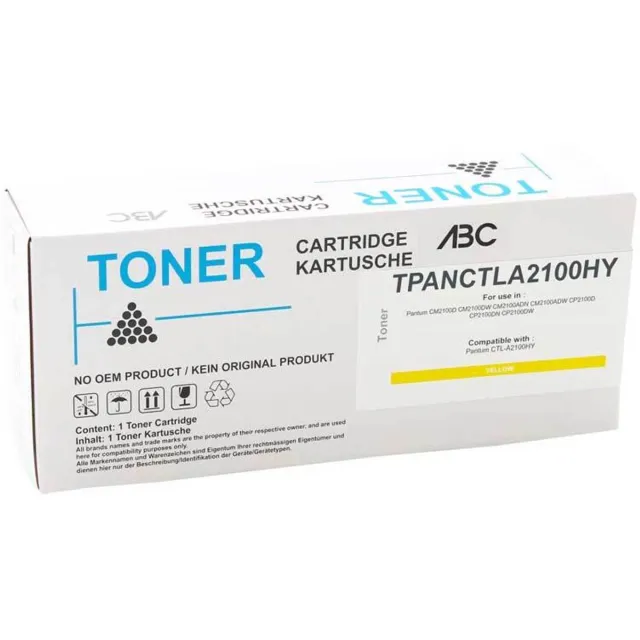 ABC huismerk toner geschikt voor Pantum CTL-A2100HY geel 2500 pagina's geschikt voor CM2100D CM2100DW CM2100ADN CM2100ADW CP2100D CP2100DN CP2100DW