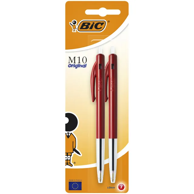 Bic Balpen Bic M10 medium rood bister à 2 stuks