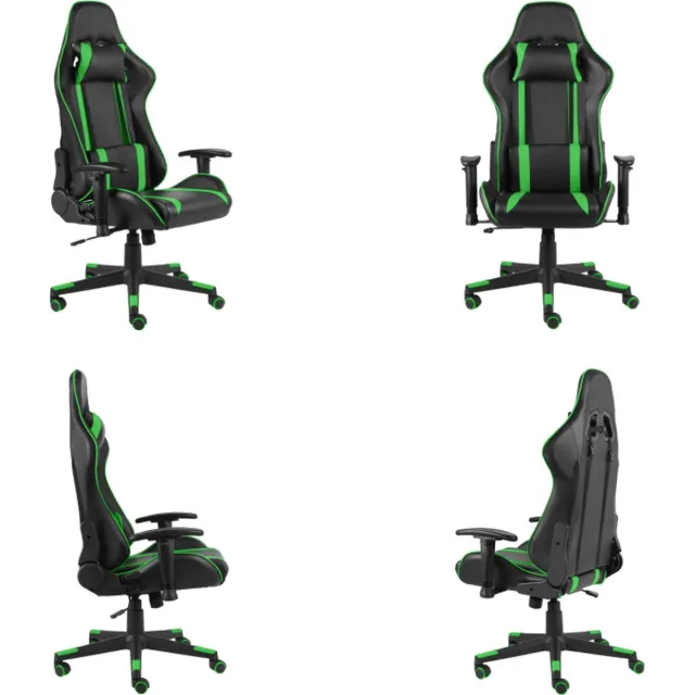 vidaXL Gamestoel - draaibaar - PVC - groen zwart en groen