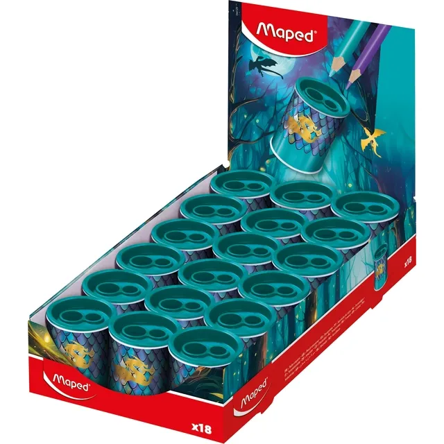 Maped Puntenslijper Maped Dragon 2-gaats display a 18 stuks blauw