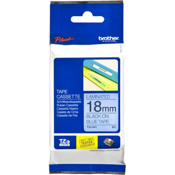 Labeltape brother p-touch tze-541 standaard 18mm Zwart op blauw