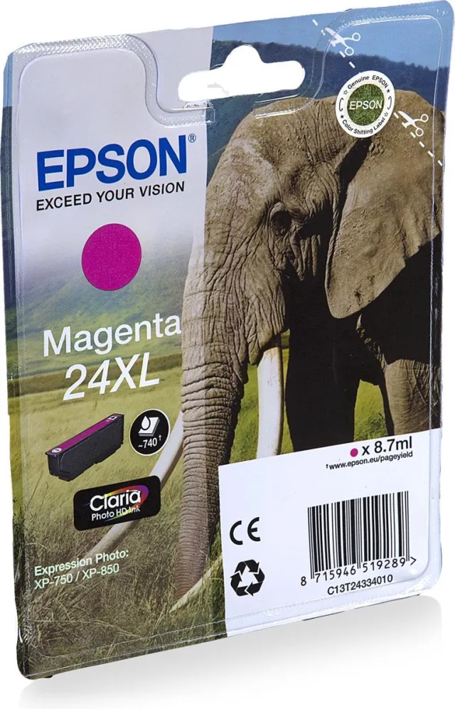 Epson 24XL inktcartridge magenta high capacity 8.7ml 740 pagina's 1-pack blister zonder alarm