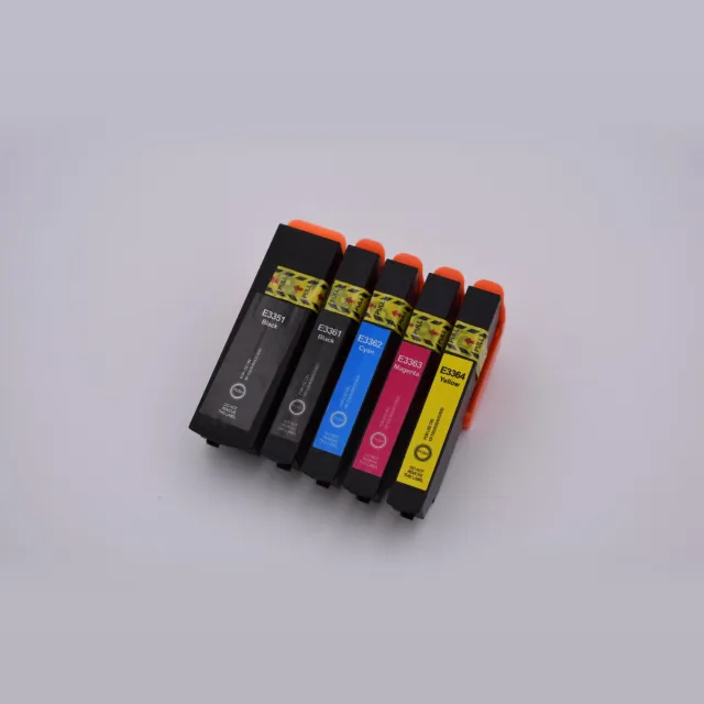KATRIZ huismerk inkt voor Epson 1x T3351XL BK + 1x T3361XL BK + 1x T3362XL c + 1x T3363XL M + 1x T3364XL Y |(5stuks)- Met chip Zwart, foto zwart, Cyaan Magenta, Geel