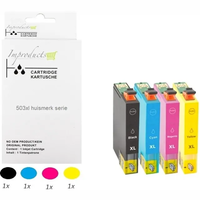 Improducts 1x multipack 503xl / 503 inkt cartridges geschikt voor Epson Expression Home XP5200, XP5205, WorkForce WF2960DWF, WF2965DWF (503XL) Multicolor - Zwart, Cyaan, Magenta, Geel