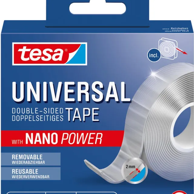 Tesa dubbelzijdige tape Nano Power, ft 3 m x 30 mm, transparant