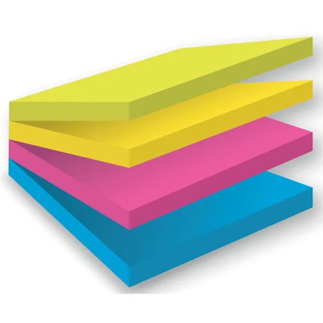 Post-it Super Sticky notes, 75 vel, ft 76 x 76 mm, blister van 4 blokken, geassorteerde kleuren blauw