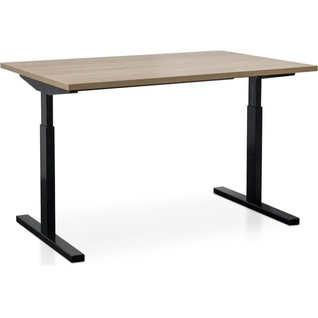 Start Pintado Rechthoek bureau instelbaar | Start Pintado | 120 x 80 cm | Frame zwart - blad midden eiken Zwart frame - midden eiken blad