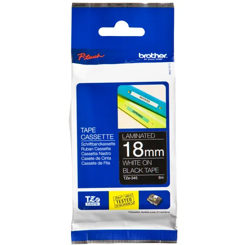 Brother Labeltape Brother P-touch TZe-345 standaard 18mm wit op zwart