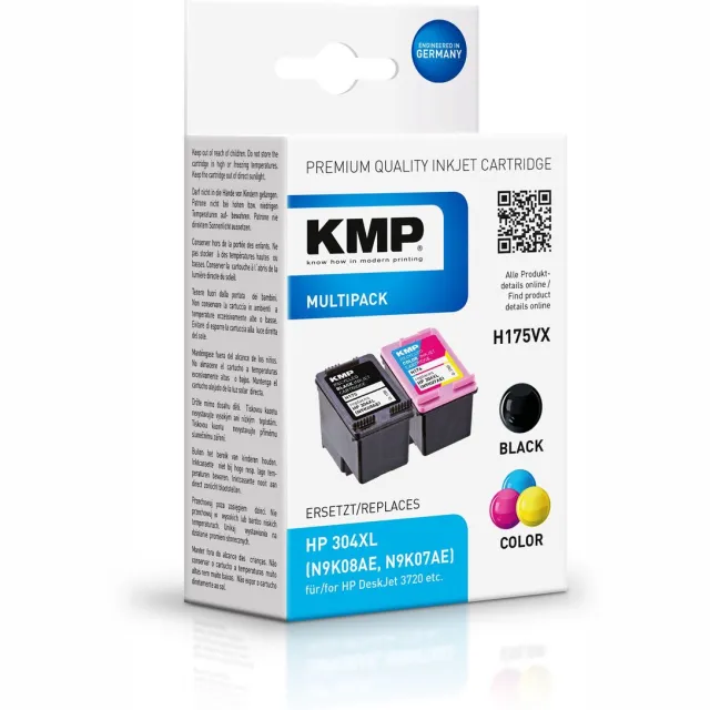 KMP Inkt combipack vervangt HP HP 304XL (N9K08AE, N9K07AE) Compatibel Combipack Zwart, Cyaan, Magenta, Geel H175VX 1759,4005