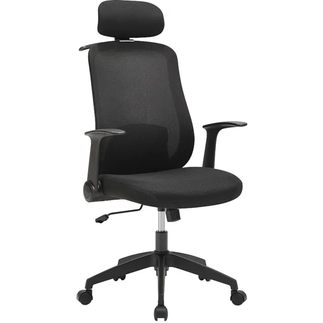Vente-unique Ergonomische bureaustoel met hoofdsteun - Stof - Zwart - ZYLIRO