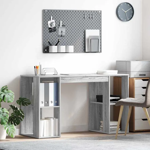 vidaXL Bureau Grijs Sonoma 130 x 50,5 x 75 cm Bewerkt hout, foto 2
