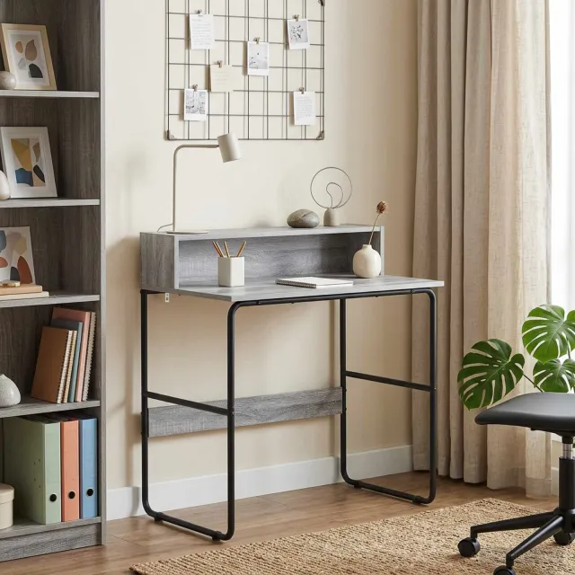 vidaXL Bureau met opbergruimte Grijs Sonoma 80 x 50 x 91 cm, foto 2
