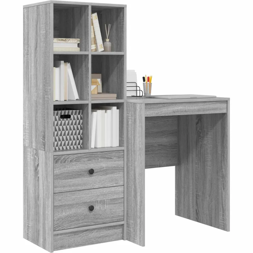 vidaXL Bureau Grijs Sonoma 105,5 x 50 x 127 cm 2 st