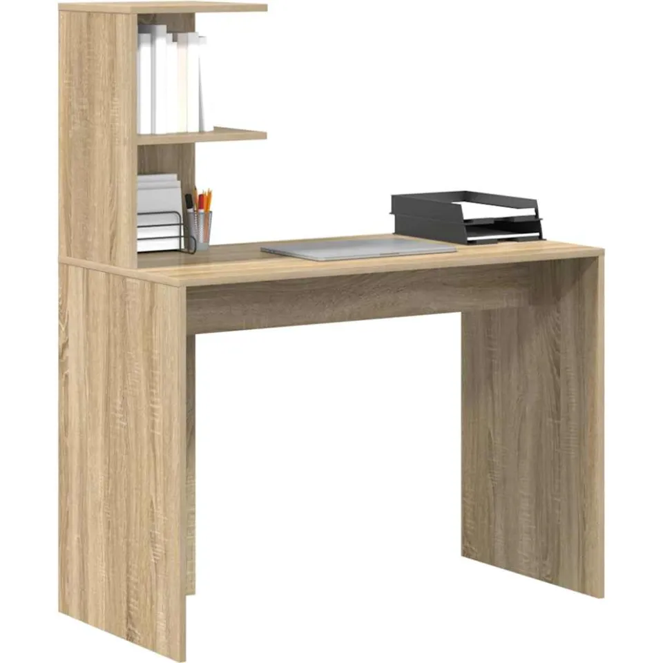 vidaXL Bureau Sonoma Eiken 102 x 50 x 124 cm Bewerkt hout Bruin