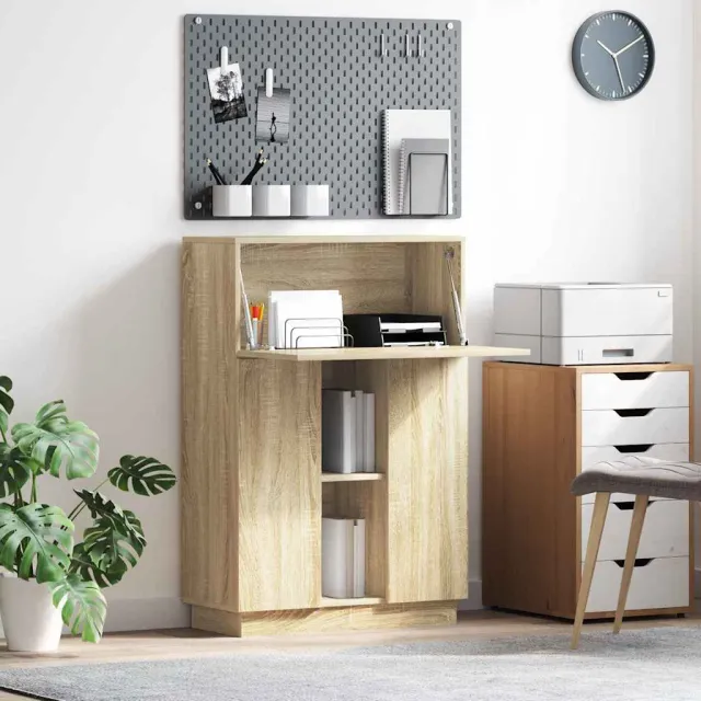 vidaXL Bureau Sonoma Eiken 71,5 x 31,5 x 106,5 cm Bewerkt hout, foto 2
