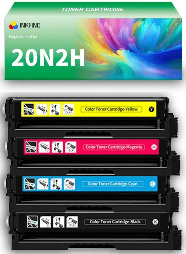 INKFIND 20N2H Zwart/Cyaan/Magenta/Geel tonercartridge compatibel met Lexmark 20N2HK0 20N2HC0 20N2HM0 20N2HY0 geschikt voor Lexmark CS331dw/Lexmark CX331adwe - 4-pack BK/C/M/Y Zwart x 1, Cyaan x 1, Magenta x 1, Geel x 1