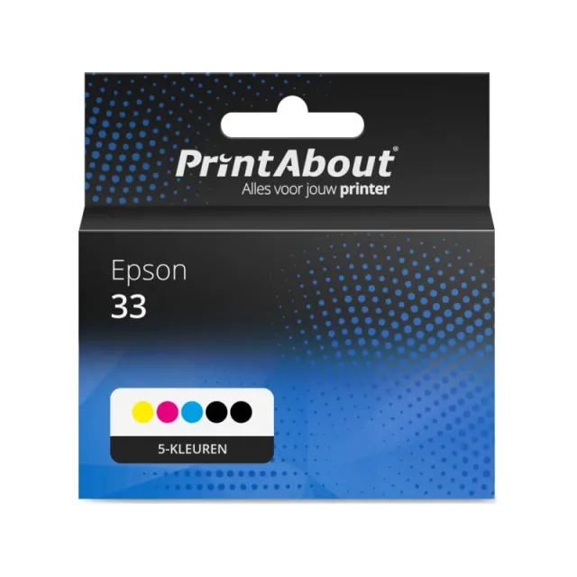 PrintAbout huismerk Inktcartridge 33 (C13T33374012) 5-kleuren Multipack Geschikt voor Epson