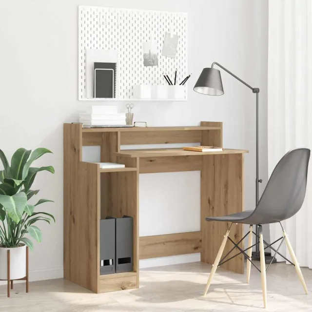 vidaXL Bureau Artisan Eiken 97 x 45 x 90 cm Bewerkt hout Bruin
