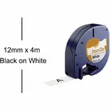 Dymo Huismerk DYMO LetraTag 18769/S0718850 Labeltape 12mm Zwart Op Wit Opstrijkbaar 12 mm