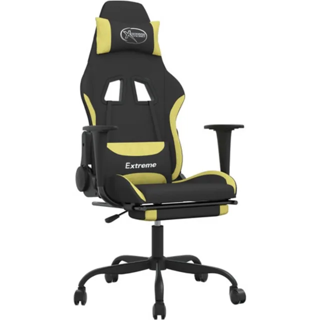 vidaXL Massage - gamestoel - met - voetensteun - stof - zwart - en - lichtgroen zwart en lichtgroen
