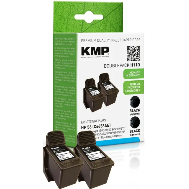 KMP Inkt vervangt HP 56 Compatibel 2-pack Zwart H11D 0995,4021
