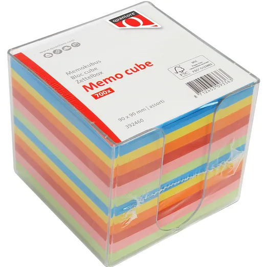 Quantore Memokubus Quantore 90x90mm transparant assorti