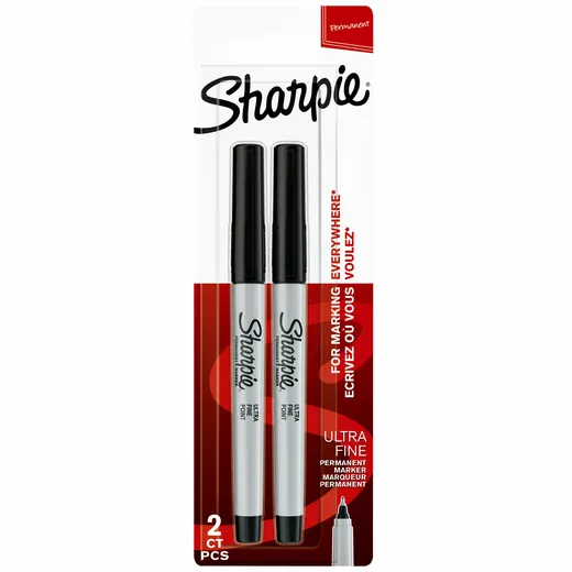 Sharpie Viltstift Sharpie rond ultra fijn zwart blister à 2 stuks