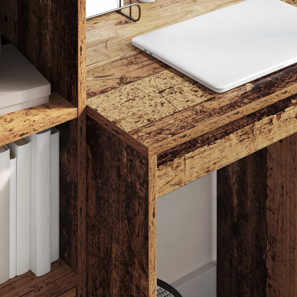 vidaXL Bureau Oudhout 105,5 x 50 x 127 cm 2 st bruin, foto 3