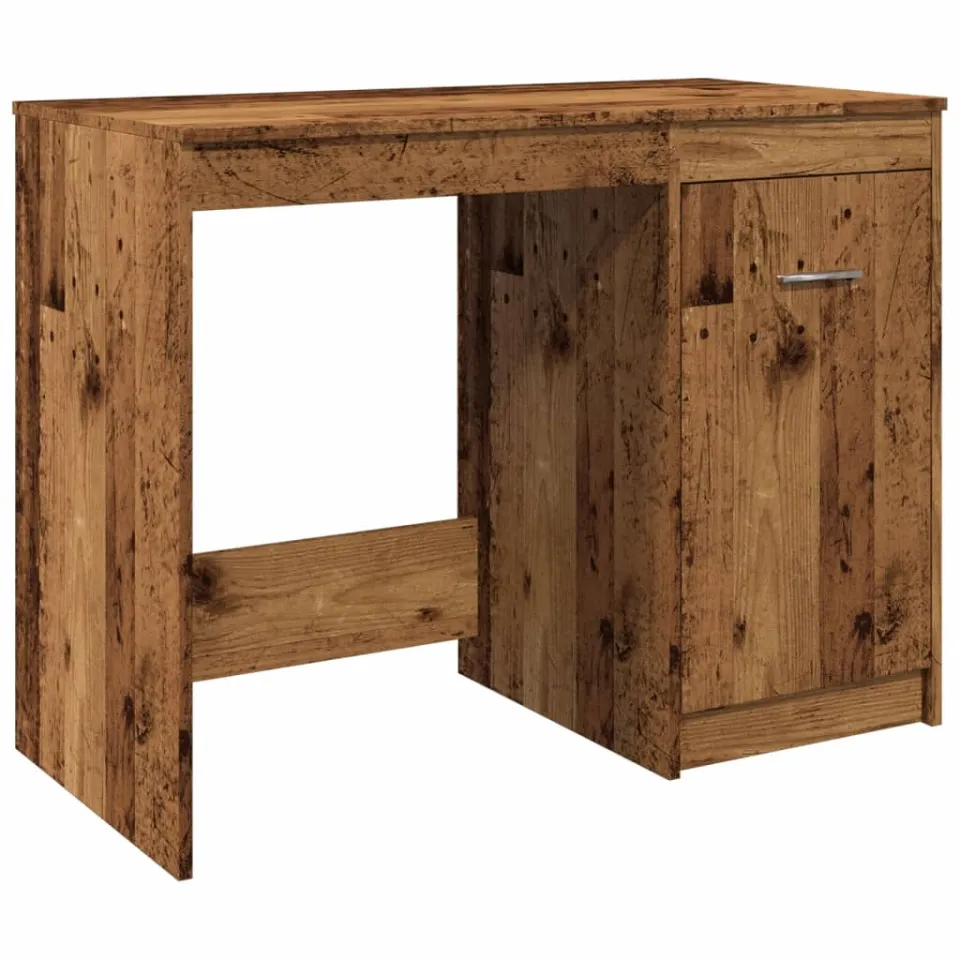 vidaXL Bureau 100x50x76 cm bewerkt hout oud houtkleurig bruin, foto 3