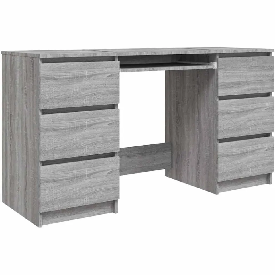 vidaXL Bureau 140x50x77 cm bewerkt hout grijs sonoma eikenkleurig
