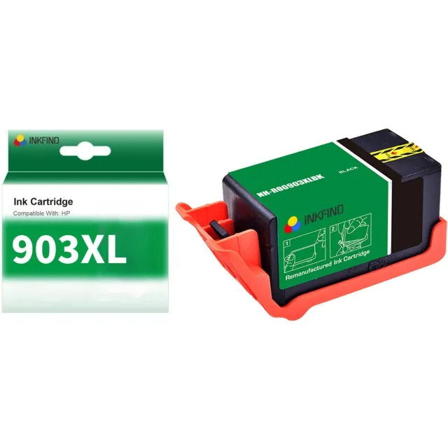 INKFIND 903XL Zwart Inktcartridge compatibel met HP903 HP 903 HP903XL HP 903XL 6ZC73AE T6M15AE voor HP OfficeJet 6950, 6860, 6960 HP OfficeJet Pro 6970 HP Officejet Pro 6951 Hoge Capaciteit - 1-pack Zwart Zwart x 1