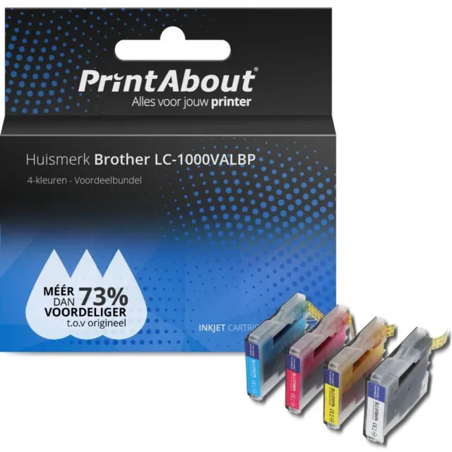 PrintAbout Inktcartridge / Alternatief voor de Brother LC-1000VALBP / 4 Kleuren 4-kleuren
