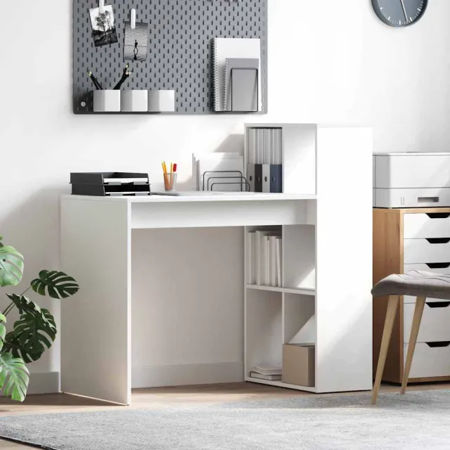 vidaXL Bureau Wit 108 x 55 x 103 cm Bewerkt hout, foto 2