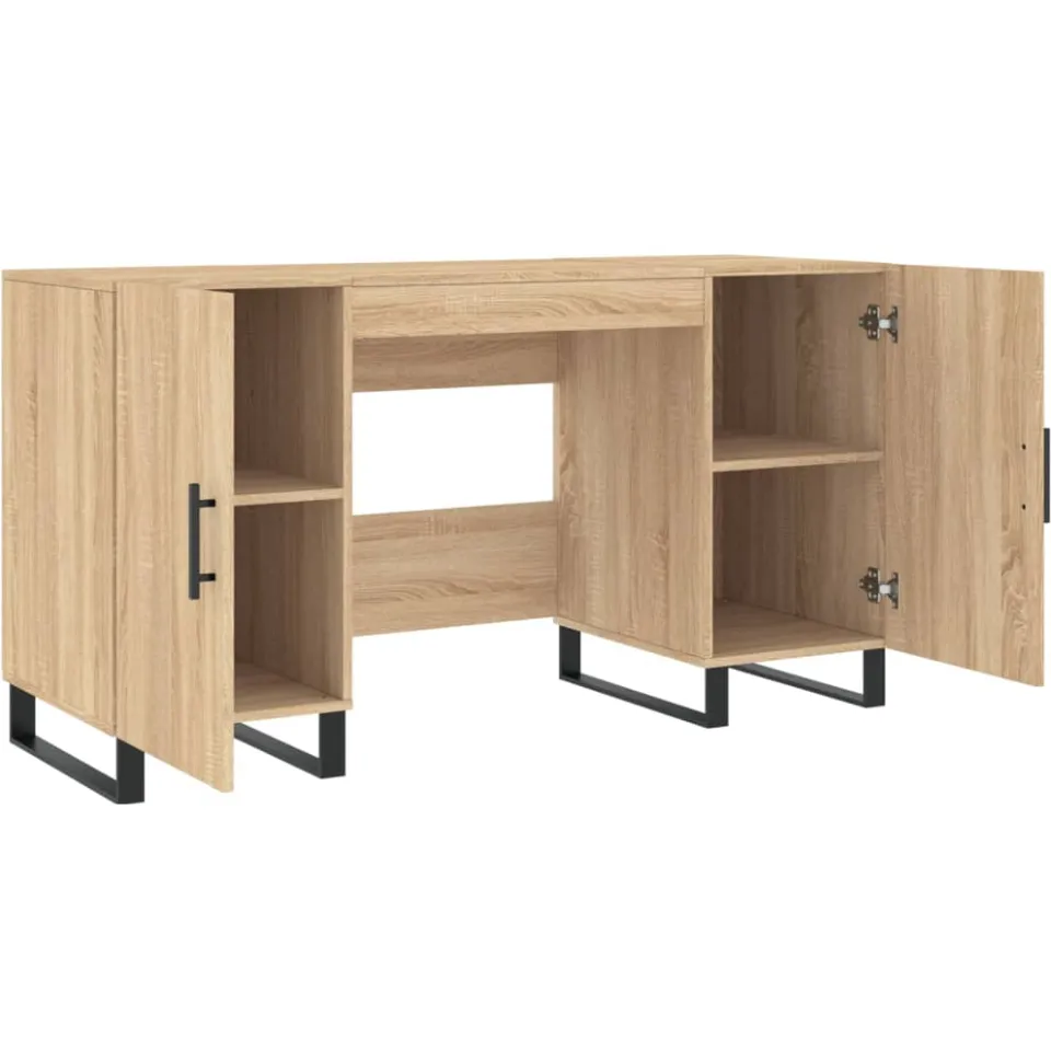 vidaXL Bureau 140x50x75 cm bewerkt hout sonoma eikenkleurig Bruin