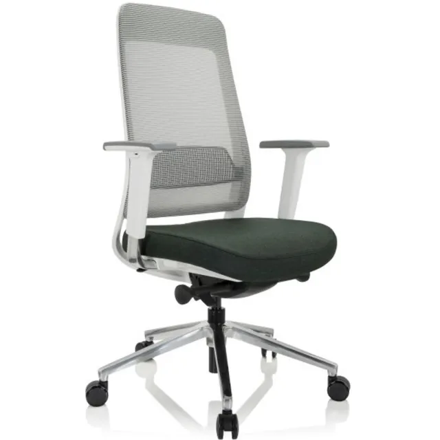 Bureaustoel CHIARO T2 WHITE netstof / stof donkergroen / grijs hjh OFFICE