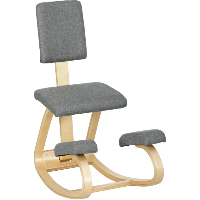Homona Ergonomische kniestoel - Met rugleuning en schommelfunctie - Berkenhouten frame - 51 x 84 x 93 cm - Grijs