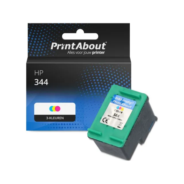 PrintAbout huismerk Inktcartridge 344 (C9363EE) 3-kleuren Geschikt voor HP