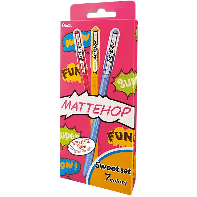 Pentel Gelschrijver Pentel K110 Mattehop Fun Sweet medium assorti blister à 7 stuks